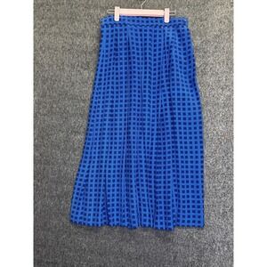 Liz Claiborne Skirt Womens 10 Blue Geometric Pleated Silk Midi Abstract